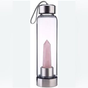 Crystal Infused Glass Water Bottle with Silver Cap